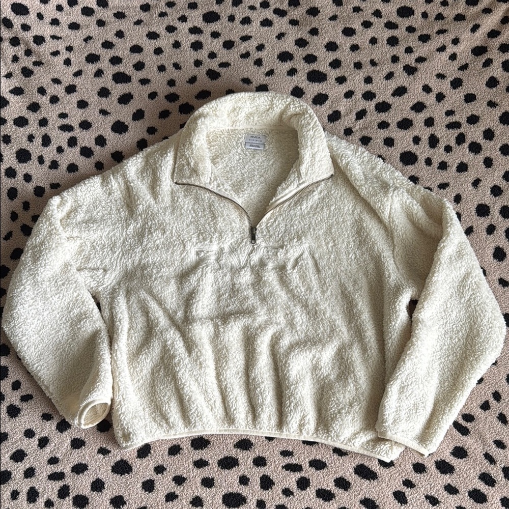 SIZE M Cozy Cream RVCA Women’s Quarter-Zip Sweater